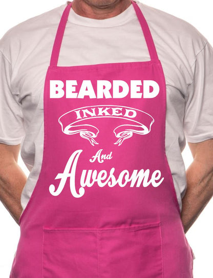 Adult Bearded Inked & Awesome Tattoo BBQ Cooking Funny Novelty Apron
