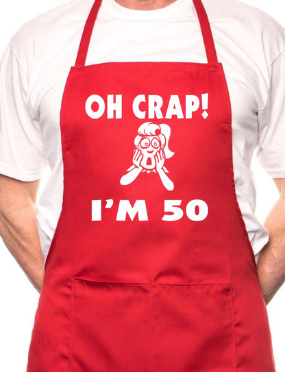 Adult Oh Crap I'm 50 Ladies Birthday BBQ Cooking Funny Novelty Apron