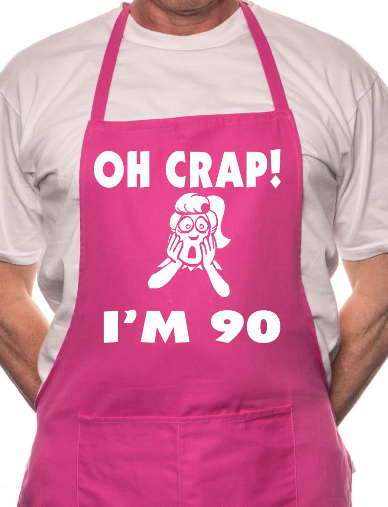 Adult Oh Crap I'm 90 Ladies Birthday BBQ Cooking Funny Novelty Apron