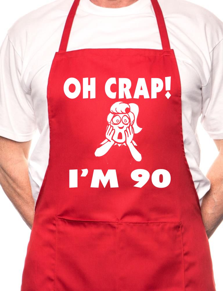 Adult Oh Crap I'm 90 Ladies Birthday BBQ Cooking Funny Novelty Apron