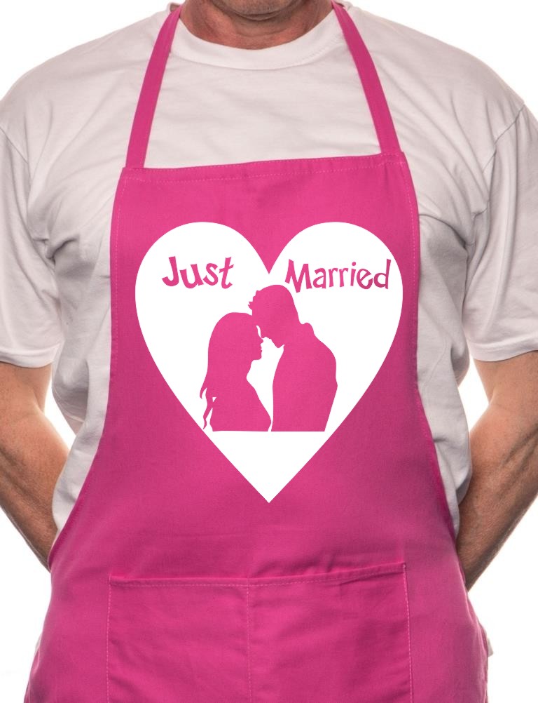 Just Married Honeymoon Wedding BBQ Cooking Apron