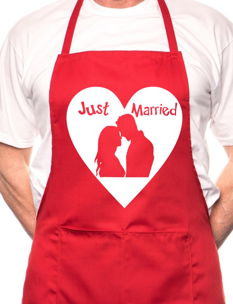 Just Married Honeymoon Wedding BBQ Cooking Apron