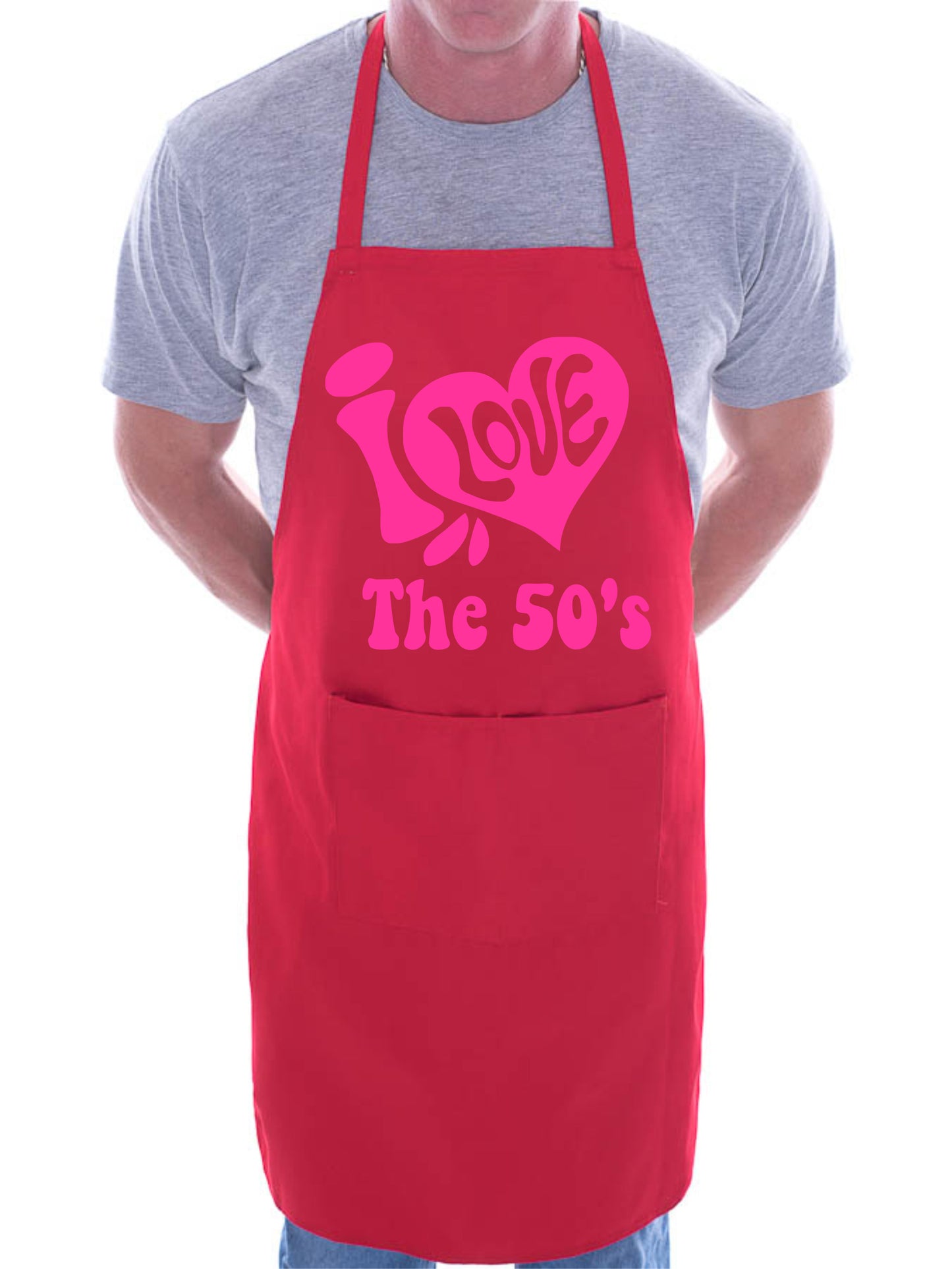 Adult I Love The 50's Retro Music BBQ Cooking Funny Novelty Apron