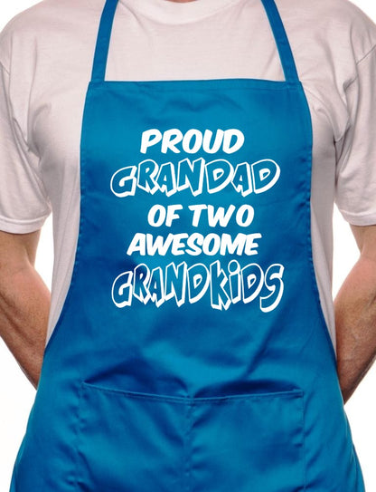 Adult Proud Grandad 2 Grandkids BBQ Cooking Funny Novelty Apron