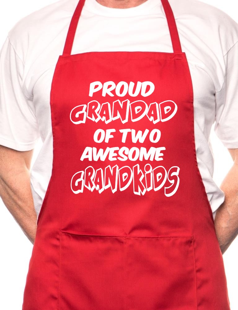 Adult Proud Grandad 2 Grandkids BBQ Cooking Funny Novelty Apron
