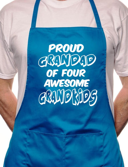 Adult Proud Grandad 4 Grandkids BBQ Cooking Funny Novelty Apron