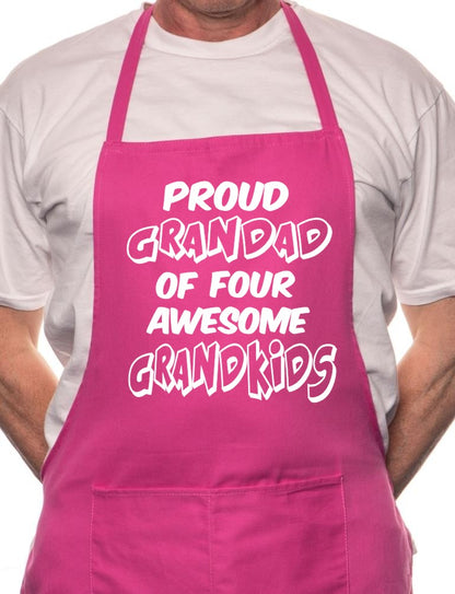 Adult Proud Grandad 4 Grandkids BBQ Cooking Funny Novelty Apron
