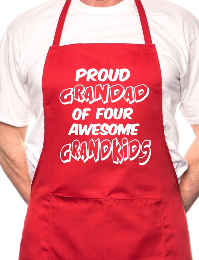 Adult Proud Grandad 4 Grandkids BBQ Cooking Funny Novelty Apron