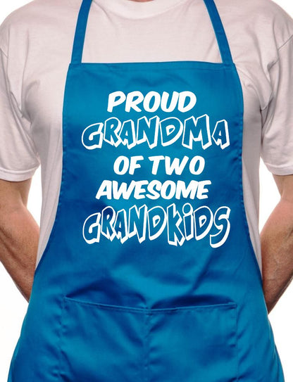 Adult Proud Grandma Of 2 Grandkids BBQ Cooking Funny Novelty Apron