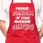Adult Proud Grandma Of 4 Grandkids BBQ Cooking Funny Novelty Apron