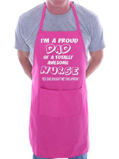 Adult Proud Dad Of Awesome Nurse BBQ Cooking Funny Novelty Apron