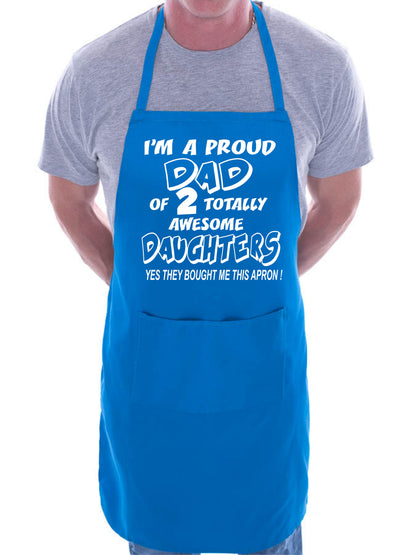 Adult Proud Dad Of 2 Awesome Daughter BBQ Cooking Funny Novelty Apron