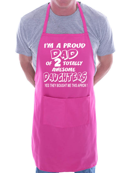 Adult Proud Dad Of 2 Awesome Daughter BBQ Cooking Funny Novelty Apron