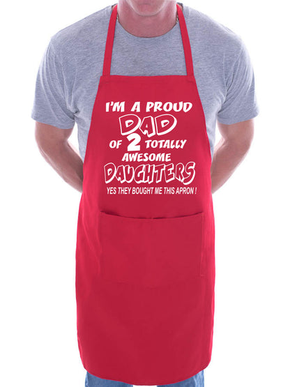 Adult Proud Dad Of 2 Awesome Daughter BBQ Cooking Funny Novelty Apron