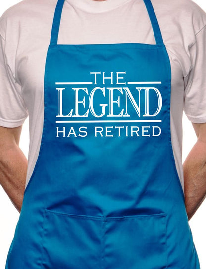 Adult The Legend has Retired BBQ Cooking Funny Novelty Apron