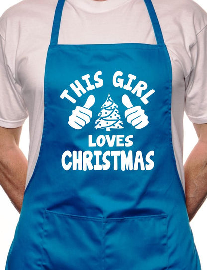 This Girl Loves Christmas Santa Xmas BBQ Cooking Apron