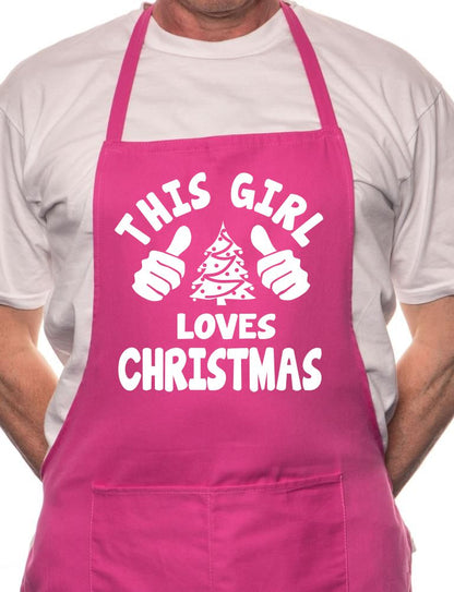 This Girl Loves Christmas Santa Xmas BBQ Cooking Apron