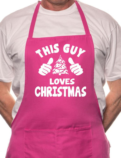 Adult This Guy Loves Christmas Santa BBQ Cooking Funny Novelty Apron