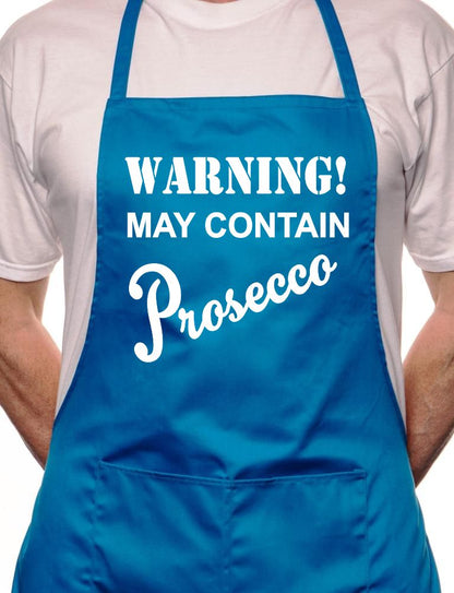 Warning Contains Prosecco BBQ Cooking Funny Novelty Apron