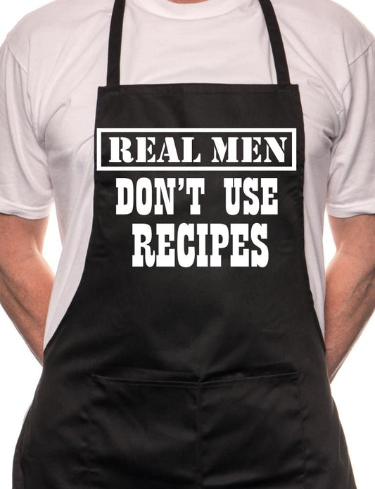 Real Men No Recipes Funny Father Day BBQ Cooking Novelty Apron
