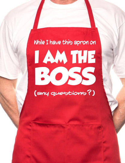 I Am The Boss Fathers Day Funny BBQ Cooking Novelty Apron