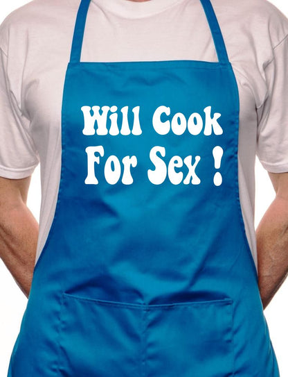 Will Cook For Sex Funny BBQ Cooking Novelty Apron