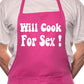 Will Cook For Sex Funny BBQ Cooking Novelty Apron