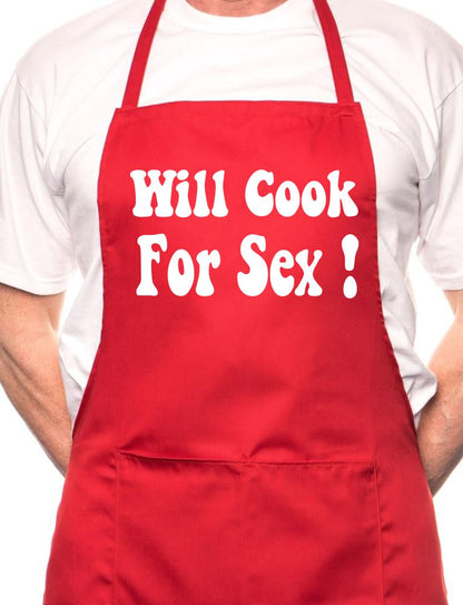 Will Cook For Sex Funny BBQ Cooking Novelty Apron