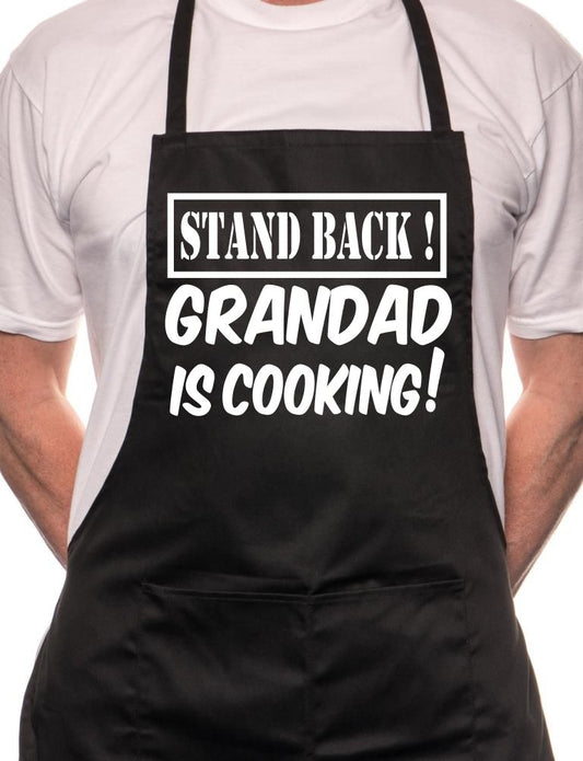 Stand Back Grandad Is Cooking Fathers Day BBQ Cooking Novelty Apron