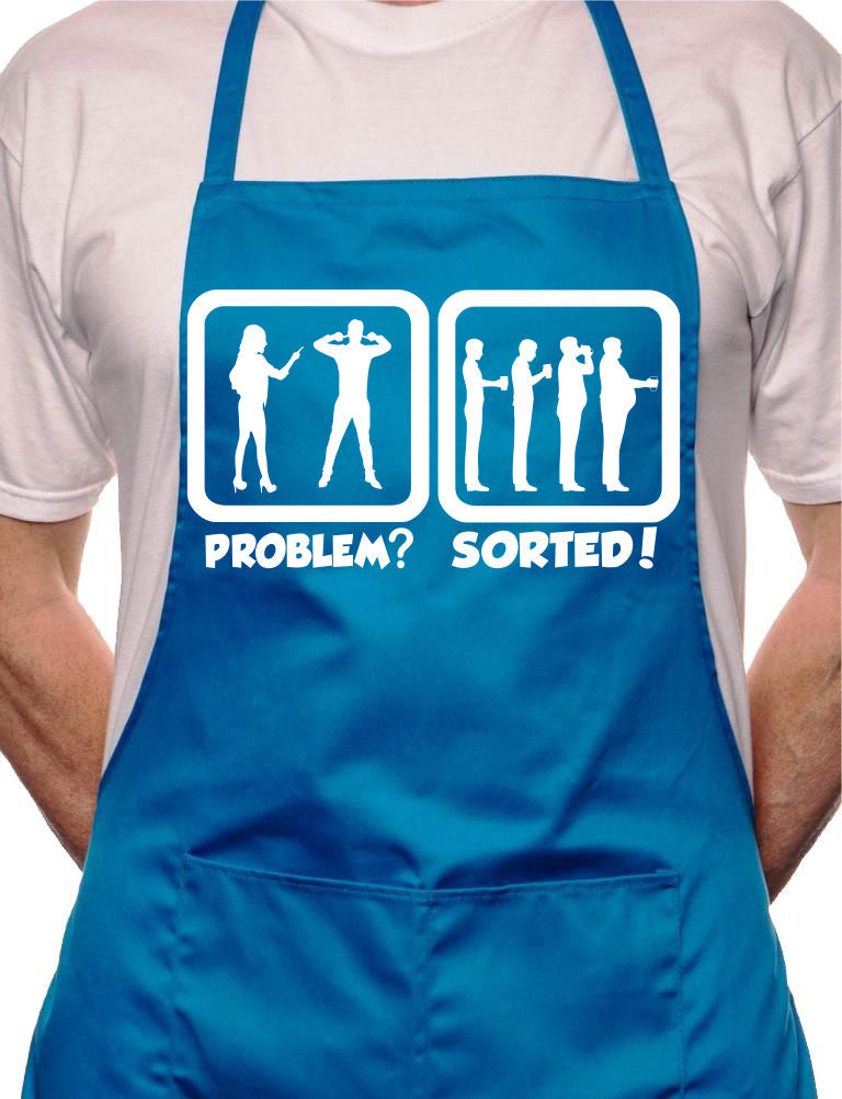 Problem Sorted Gone To Pub Drinking BBQ Cooking Novelty Apron