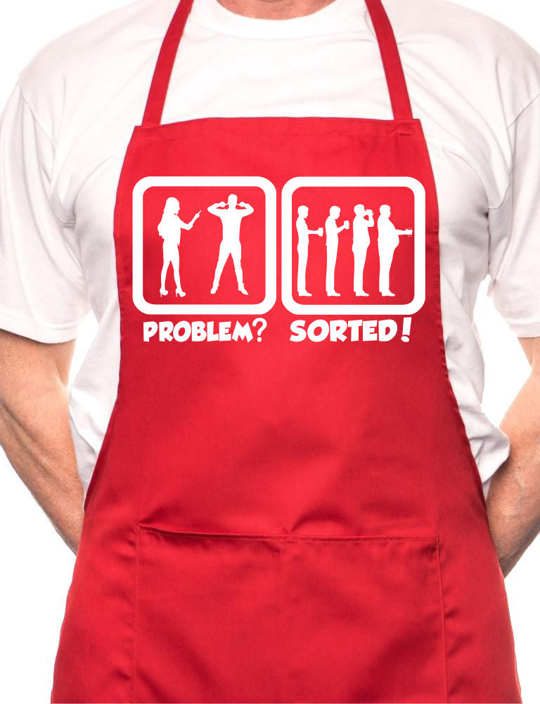 Problem Sorted Gone To Pub Drinking BBQ Cooking Novelty Apron