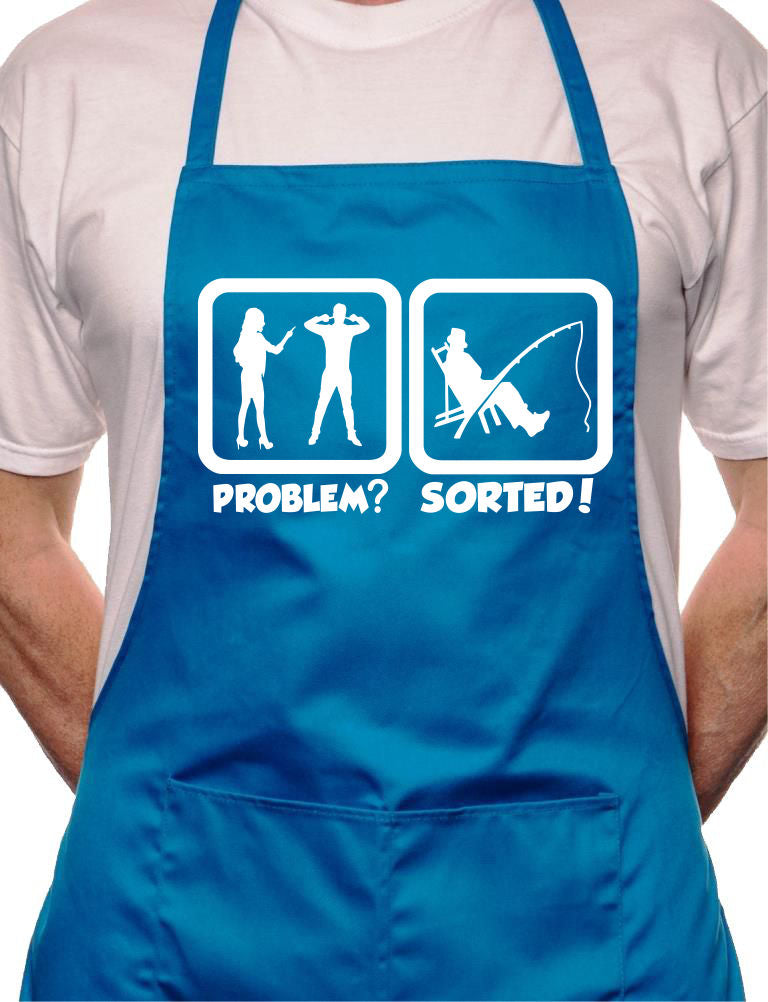 Problem Sorted Gone Fishing Angler BBQ Cooking Apron