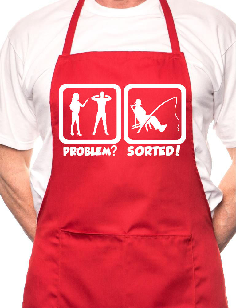 Problem Sorted Gone Fishing Angler BBQ Cooking Apron