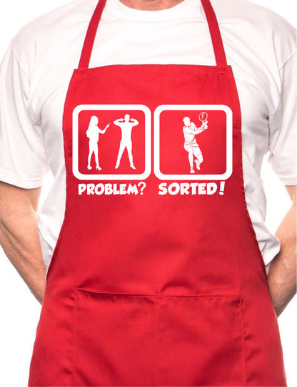Problem Sorted Playing Tennis BBQ Cooking Novelty Apron