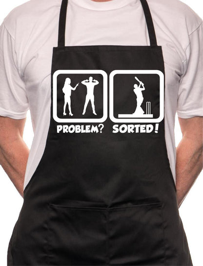 Problem Sorted Playing Cricket BBQ Cooking Novelty Apron