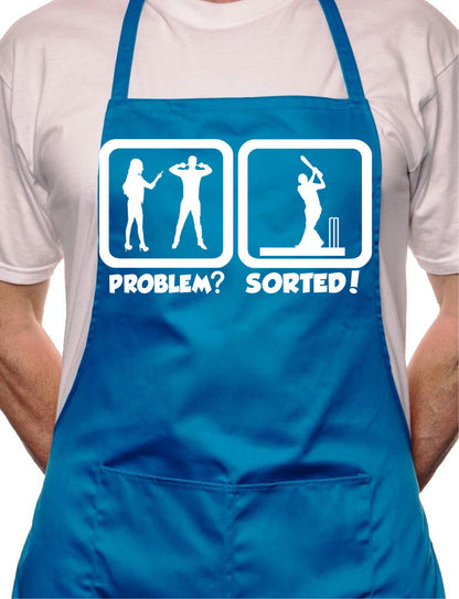 Problem Sorted Playing Cricket BBQ Cooking Novelty Apron