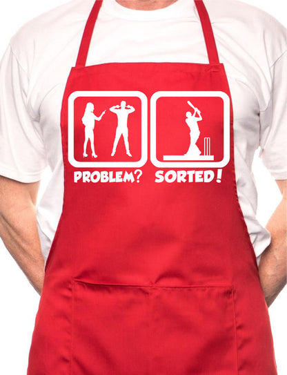 Problem Sorted Playing Cricket BBQ Cooking Novelty Apron