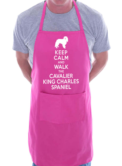 Keep Calm and Walk Cavalier King Charles Funny BBQ Novelty Cooking Apron