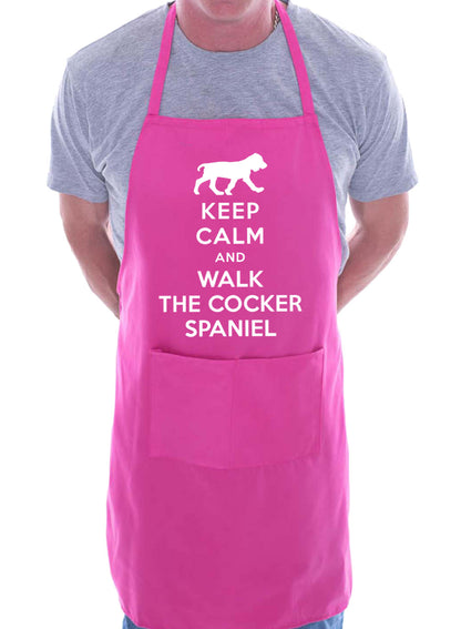 Keep Calm and Walk Cocker Spaniel Dog BBQ Cooking Apron