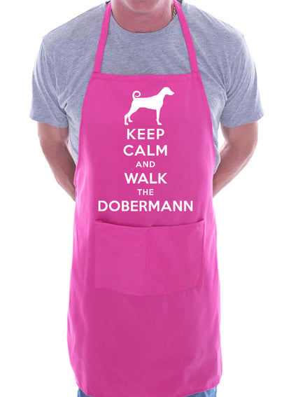Keep Calm and Walk Doberman Dog Funny BBQ Novelty Cooking Apron