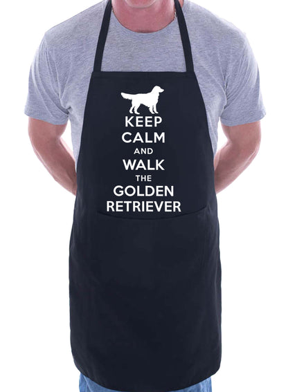 Keep Calm and Walk Golden Retriever Dog BBQ Cooking Apron