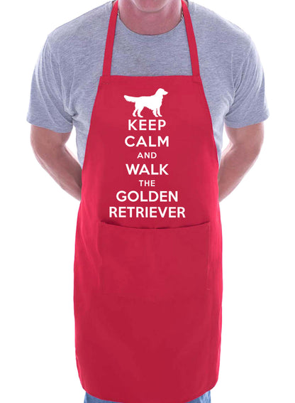 Keep Calm and Walk Golden Retriever Dog BBQ Cooking Apron