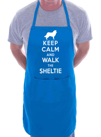 Keep Calm and Walk The Sheltie Dog BBQ Cooking Apron