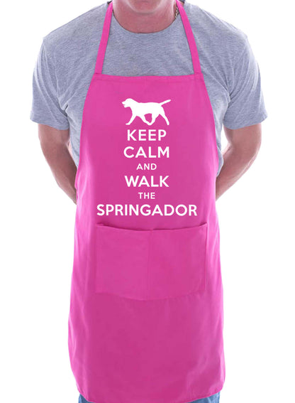 Keep Calm and Walk The Springador Dog Funny BBQ Novelty Cooking Apron