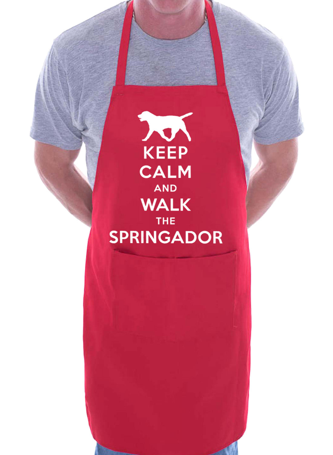 Keep Calm and Walk The Springador Dog Funny BBQ Novelty Cooking Apron