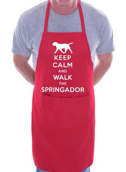 Keep Calm and Walk The Springador Dog Funny BBQ Novelty Cooking Apron