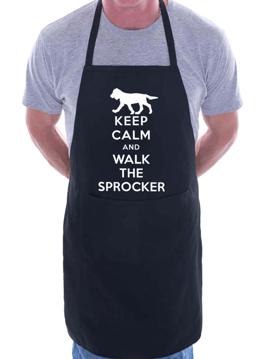 Keep Calm and Walk The Sprocker Dog Funny BBQ Novelty Cooking Apron