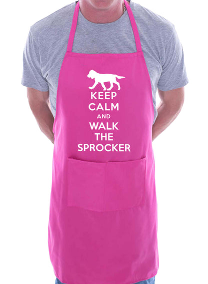 Keep Calm and Walk The Sprocker Dog Funny BBQ Novelty Cooking Apron