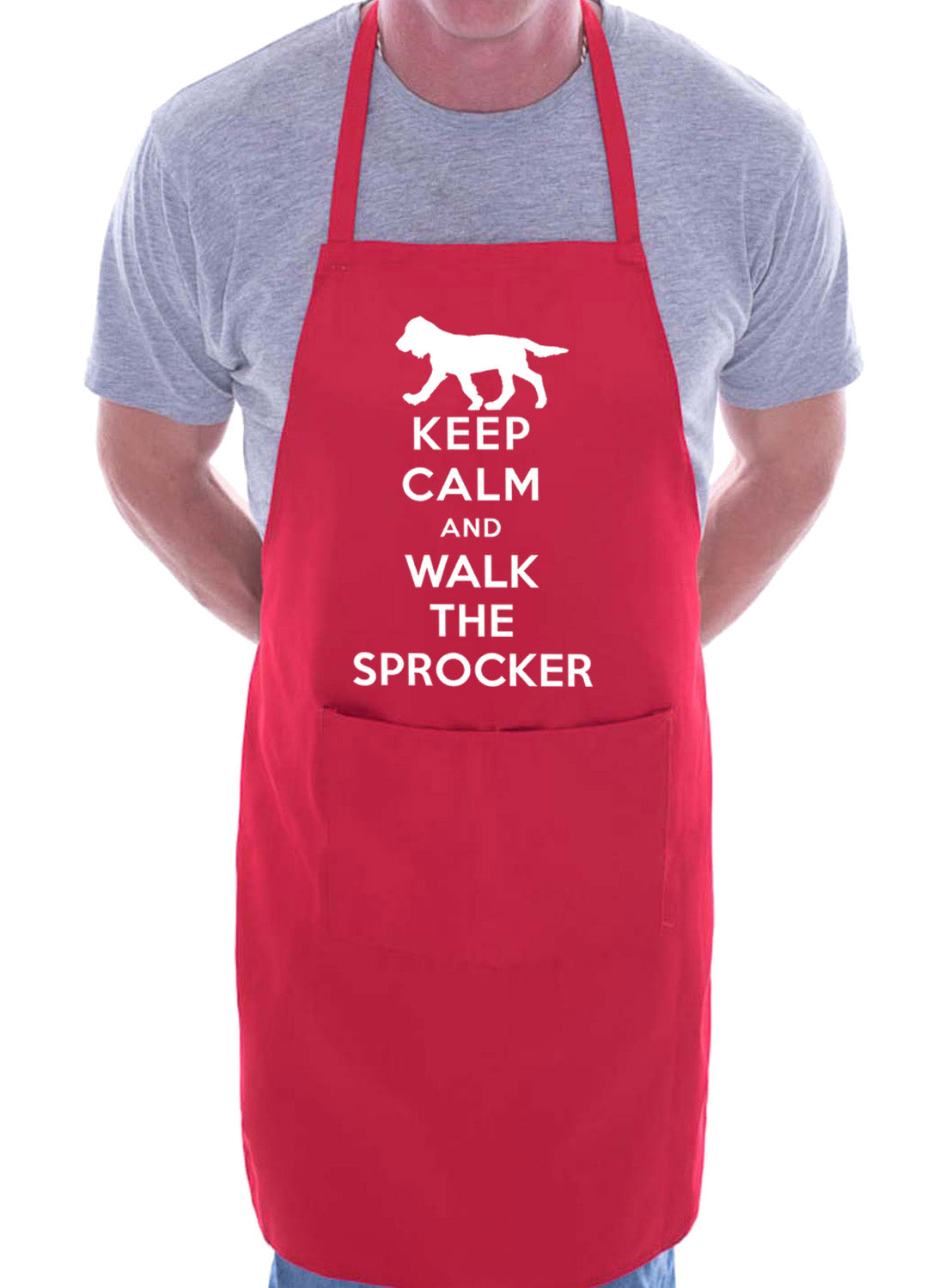 Keep Calm and Walk The Sprocker Dog Funny BBQ Novelty Cooking Apron