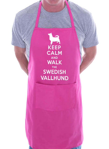 Keep Calm and Walk Swedish Valhund Dog BBQ Cooking Apron
